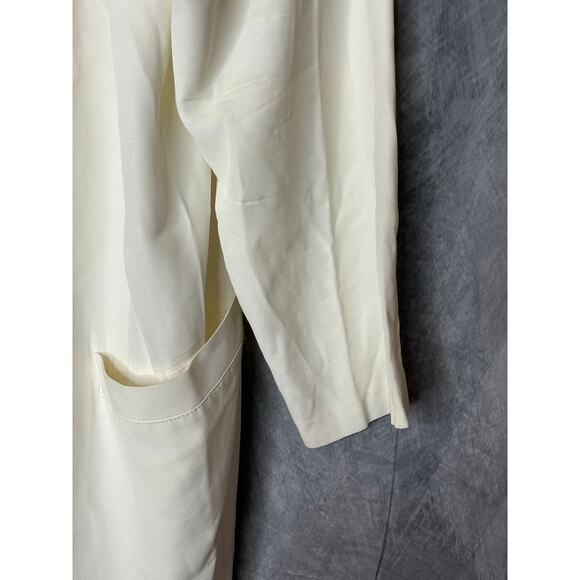 VTG Kimono Duster Women SZ 14 Cream Career Floral Accent Preppy Professional - Picture 6 of 9